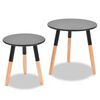 vidaXL Side Table Set of 2 Black Solid pinewood legs, MDF top Small