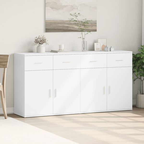 vidaXL Sideboard White Engineered Wood Medium Sideboard Rectangular