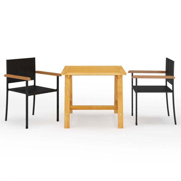 vidaXL Dining Set Black Solid Acacia Wood Medium Durable Dining Set