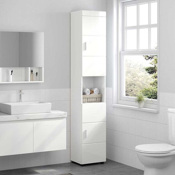 vidaXL Bathroom Cabinet Set with Storage TULUM High Gloss White