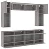 vidaXL 6 Piece TV Wall Stand Set with LED Lights Gray Sonoma
