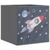 vidaXL Foldable Storage Box Set of 4 Grey with rocket pattern