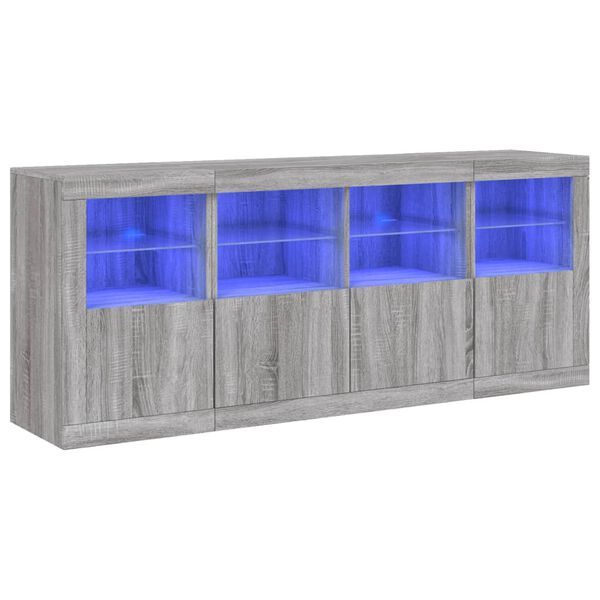 vidaXL Sideboard Grey Sonoma Engineered Wood, Glass