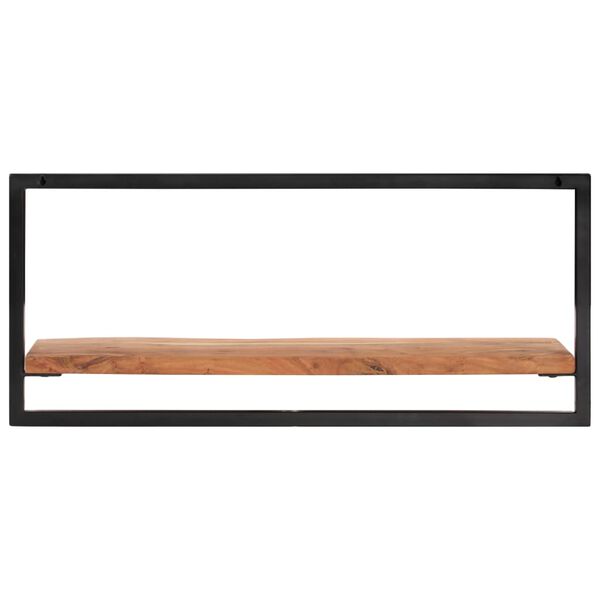 vidaXL Wall Shelf Set of 2 Natural Wood with Black Frame
