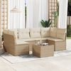 vidaXL Garden Sofa Set Beige PE rattan Medium Adjustable Feet