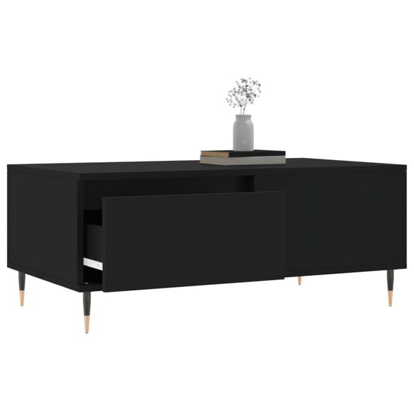 vidaXL Coffee Table Black Engineered wood, metal 35.4 x 19.7 x 14.4 in