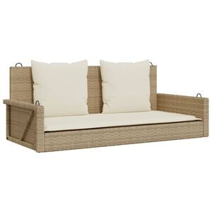 vidaXL Swing Bench Beige PE Rattan, Powder-Coated Steel Standard