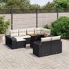 vidaXL Garden Sofa Set Black PE Rattan Large Adjustable Armrests