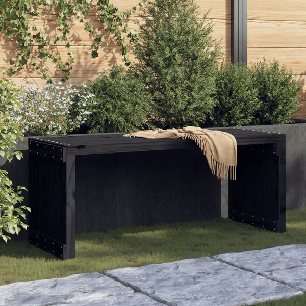 vidaXL Garden Bench Black Solid pine wood Large Extendable