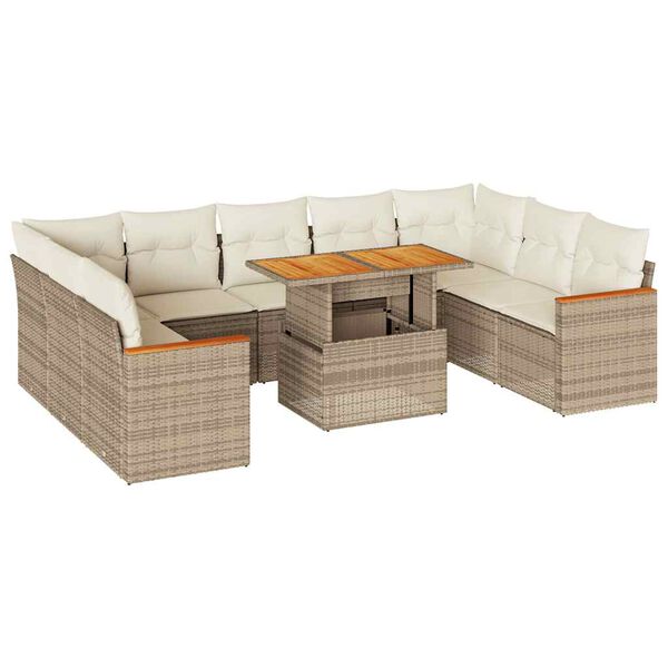 vidaXL Garden Sofa Set Beige Poly Rattan Large Modular Garden Sofa Set