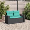 vidaXL Garden Sofa Black Poly Rattan 2-Seater Adjustable Feet