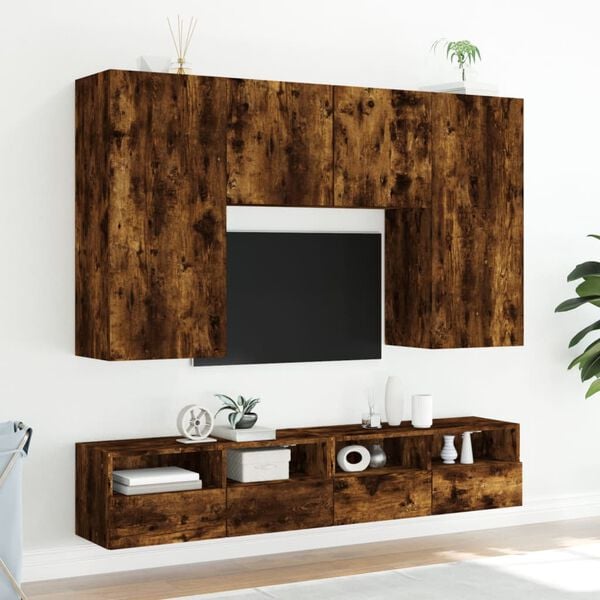 vidaXL TV Wall Cabinet Smoked oak Engineered wood Medium TV Wall Cabinet