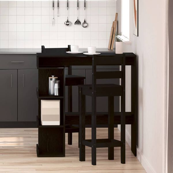 vidaXL Bar Table Black Oak 39.37 x 18.90 x 39.96 in Engineered Wood