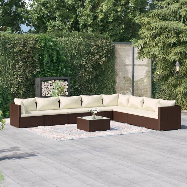 vidaXL Garden Lounge Set Brown, Cream