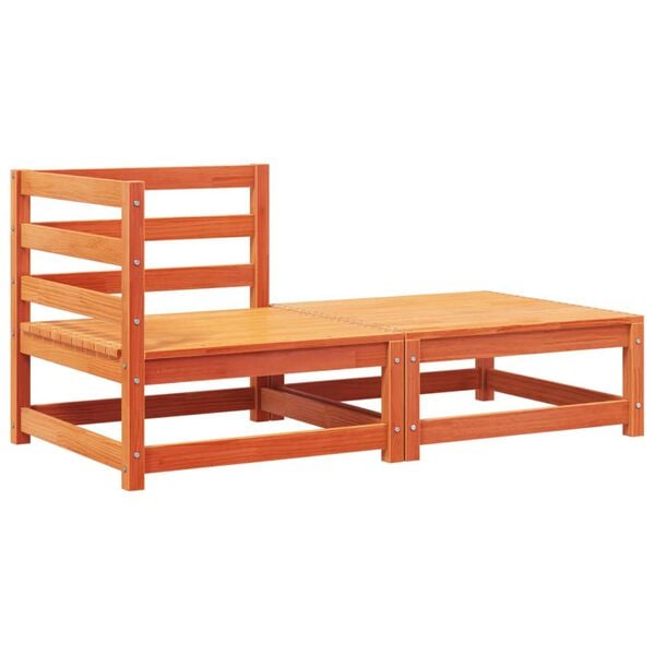 vidaXL Patio Sofa Wax brown and cream Solid pine wood and Oxford fabric