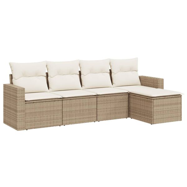 vidaXL Garden Sofa Set Beige PE rattan
