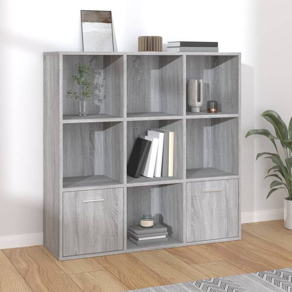 vidaXL Book Cabinet Grey Sonoma Engineered Wood Medium Storage