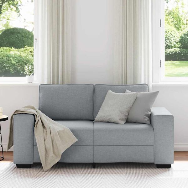 vidaXL 2-seater Sofa Light grey Polyester fabric, metal, plywood, solid wood