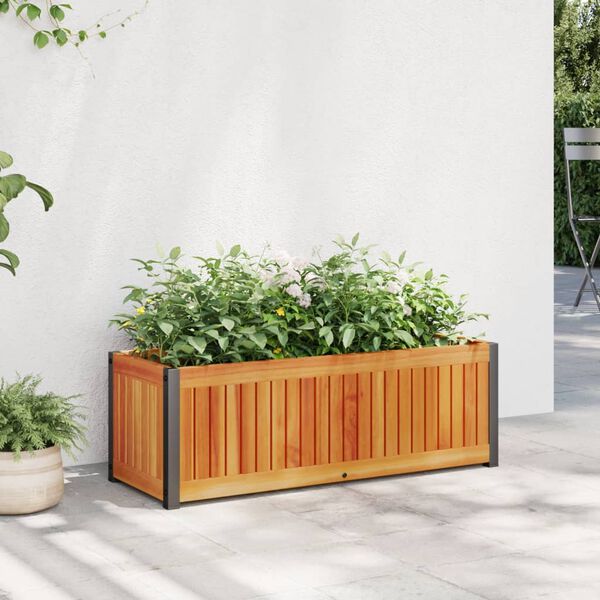 vidaXL Garden Planter 31.5"x11.8"x10.8" Solid Wood Acacia and Steel