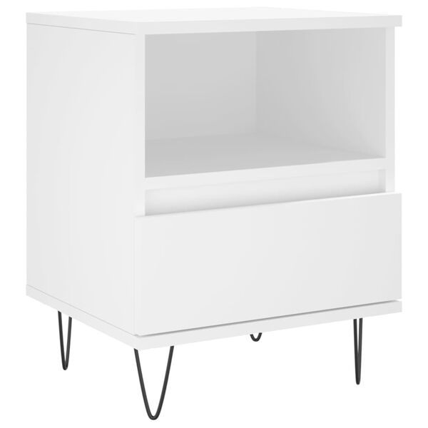 vidaXL Bedside Cabinet White Engineered wood, Metal Small