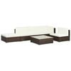 vidaXL Patio Sofa Set Set of 6 Brown, Cream white