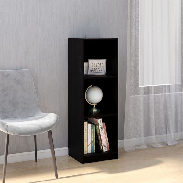 vidaXL Book Cabinet Black Solid Pinewood Medium Book Cabinet