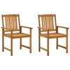 vidaXL Garden Chair Set of 2 Natural wood, Black