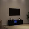 vidaXL TV Cabinet with LED Lights Black Oak 47.2x11.8x14.2" Engineered Wood