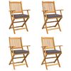 vidaXL Folding Chair 4 pcs Gray 49 x 57.5 x 92cm Solid Acacia wood