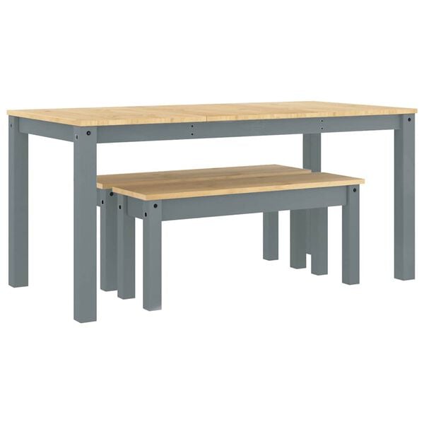vidaXL Dining Set Gray Solid Pine Wood Standard Seats Many Dining Set