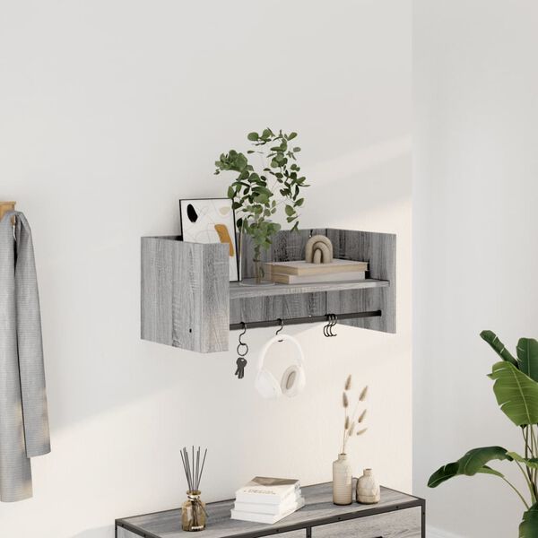 vidaXL Wall Shelf Grey sonoma Engineered wood 27.8 x 13.8 x 12.0 in
