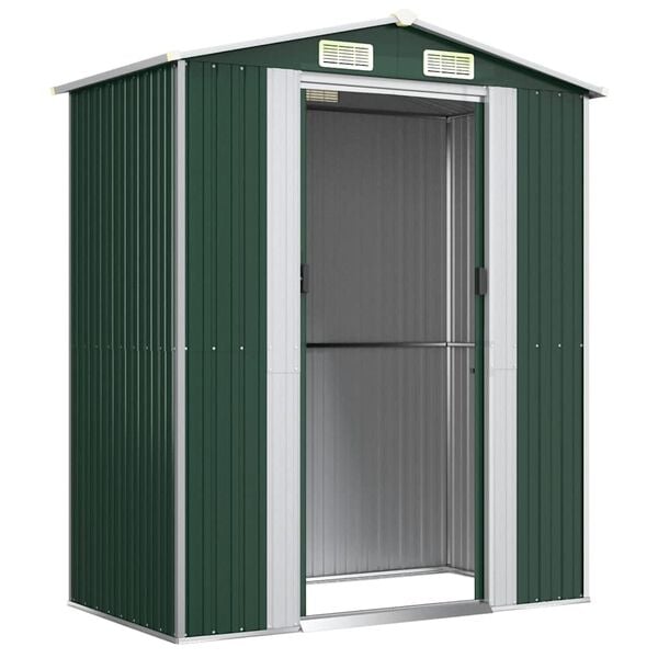 vidaXL Garden Shed Green Galvanized Steel Large Garden Shed