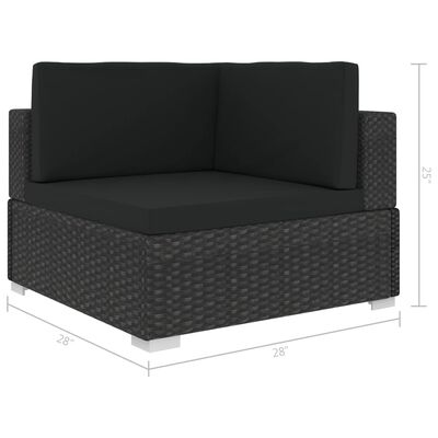 vidaXL 8 Piece Patio Lounge Set with Cushions Poly Rattan Black