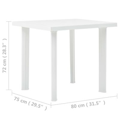 vidaXL Garden Table White 31.5"x29.5"x28.3" Plastic