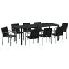 vidaXL Garden Dining Set 9 pcs Black and Grey PE Rattan