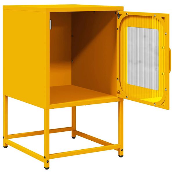 vidaXL Bedside Cabinet Mustard Yellow Cold-rolled Steel Medium
