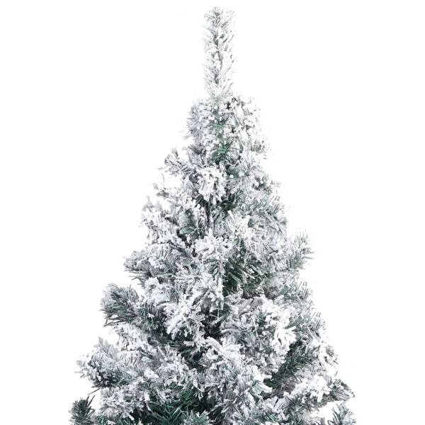vidaXL Artificial Christmas Tree Green with flocked snow PVC, steel 7.9 ft