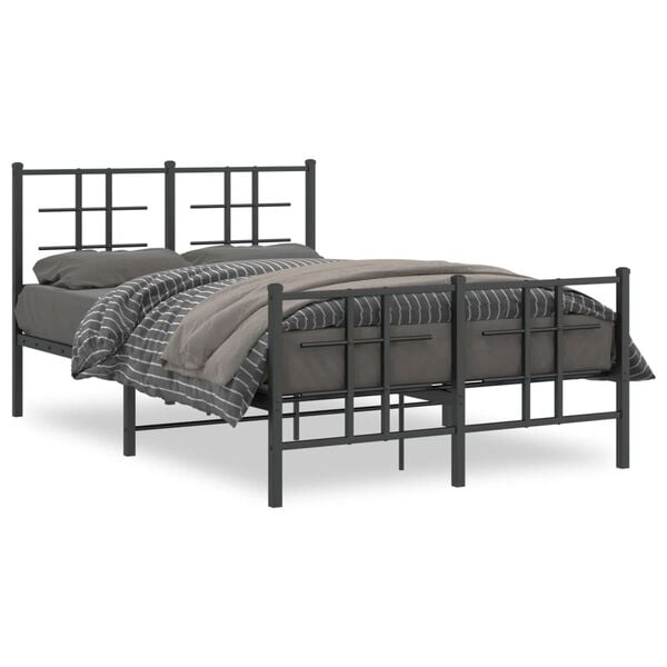 vidaXL Bed Frame Black Powder-Coated Steel Full Bed Frame Rectangular