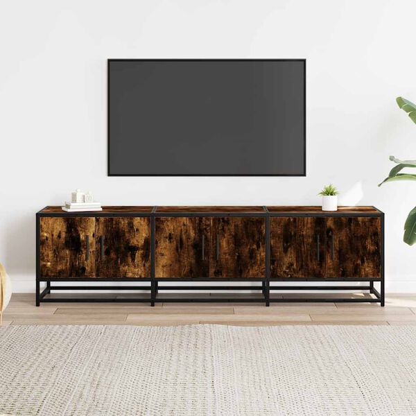 vidaXL TV Cabinet Smoked oak Engineered wood, metal Large TV Cabinet