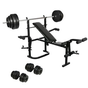 vidaXL Folding Weight Bench Dumbbell Barbell Set Home Gym