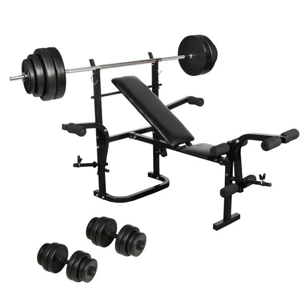 vidaXL Folding Weight Bench Dumbbell Barbell Set Home Gym