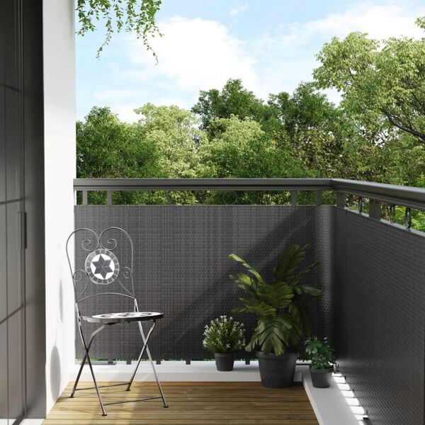 vidaXL Balcony Screen Anthracite 157.5x39.4" Poly Rattan