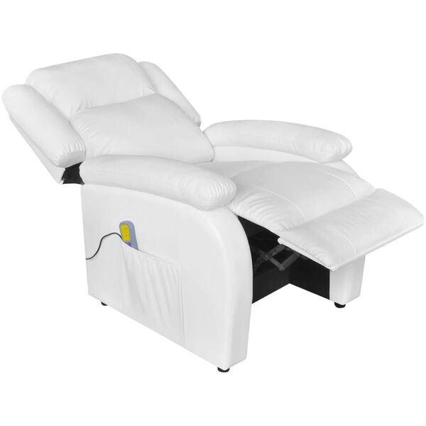 vidaXL Massage Recliner Chair White Faux Leather