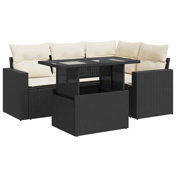 vidaXL Garden Sofa Set Black, Cream white