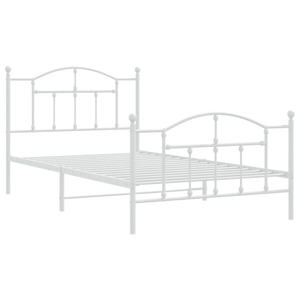 vidaXL Bed Frame White Powder-coated steel 39.4 x 78.7 in Bed Frame