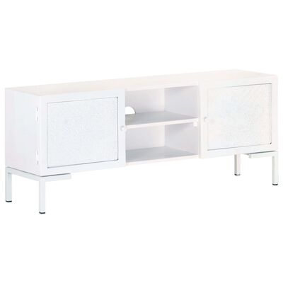 vidaXL TV Stand White 45.3"x11.8"x18.1" Solid Wood Mango