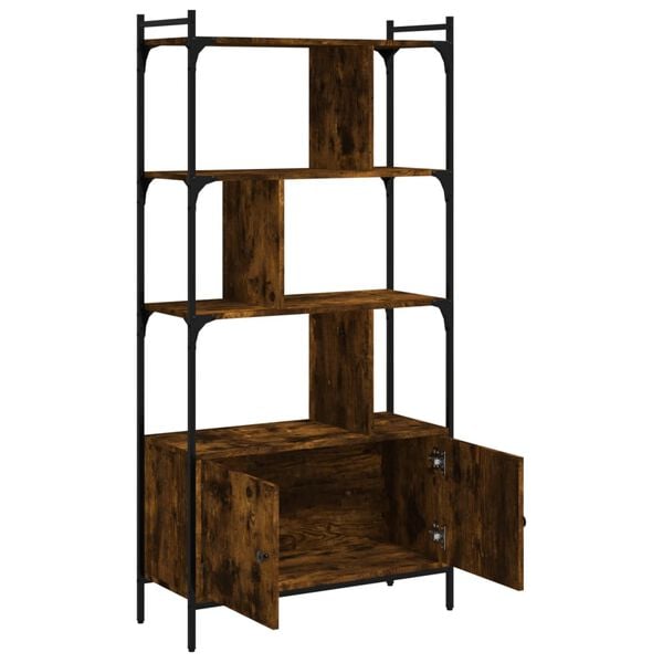 vidaXL Bookcase Smoked oak Engineered wood, steel 30.1 x 11.8 x 60.8 in