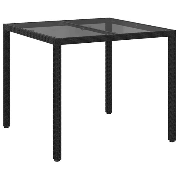 vidaXL Garden Dining Table Black 35.4" x 35.4" x 29.5" Poly rattan