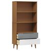 vidaXL Bookcase Brown Solid pine wood Medium Bookcase Rectangular