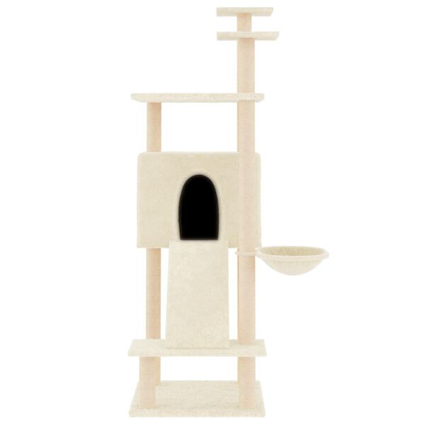 vidaXL Cat Tree Cream Engineered wood Large Cat Tree Rectangular